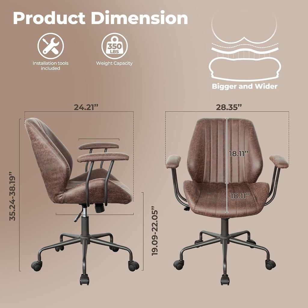 GAVREEN Ergonomic Office Chair, Mid-Back Faux Suede Fabric Executive Chair