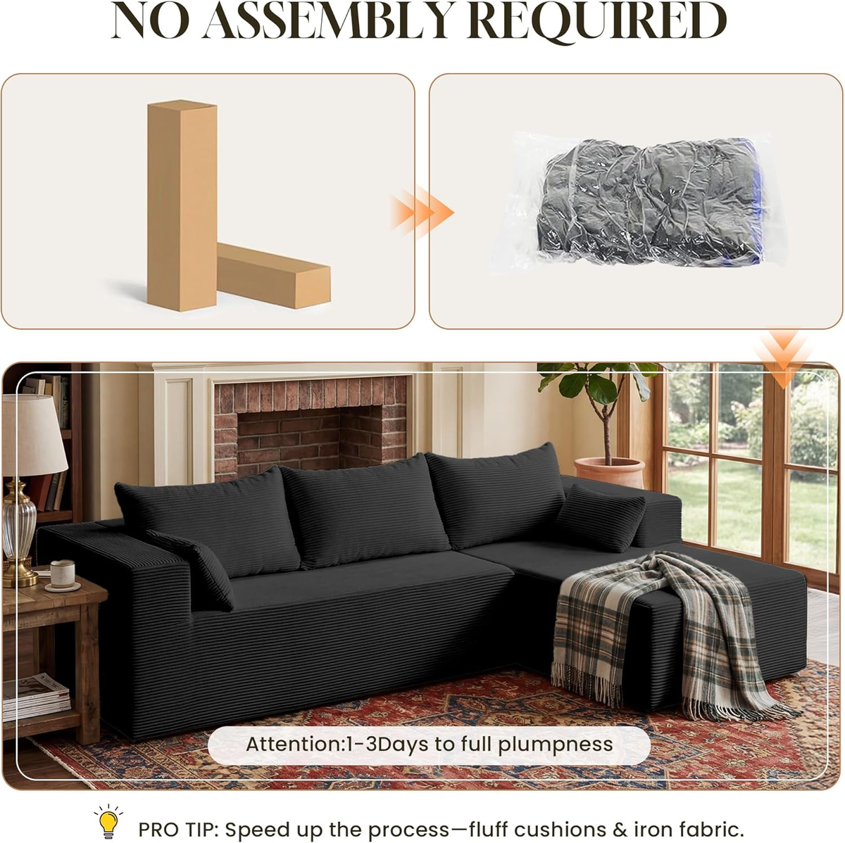 GAVREEN 106" Cloud Modular Sectional Sofa Couch with L-Shape Chaise,Modern Minimalist Upholstered Couches for Living Room Bedroom,Deep Seat Corner Couch,No Assembly Required